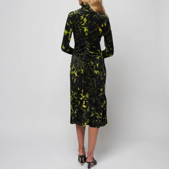 Dries Van Noten Henalis Velvet Green and Black Dress - Picture 3 of 16